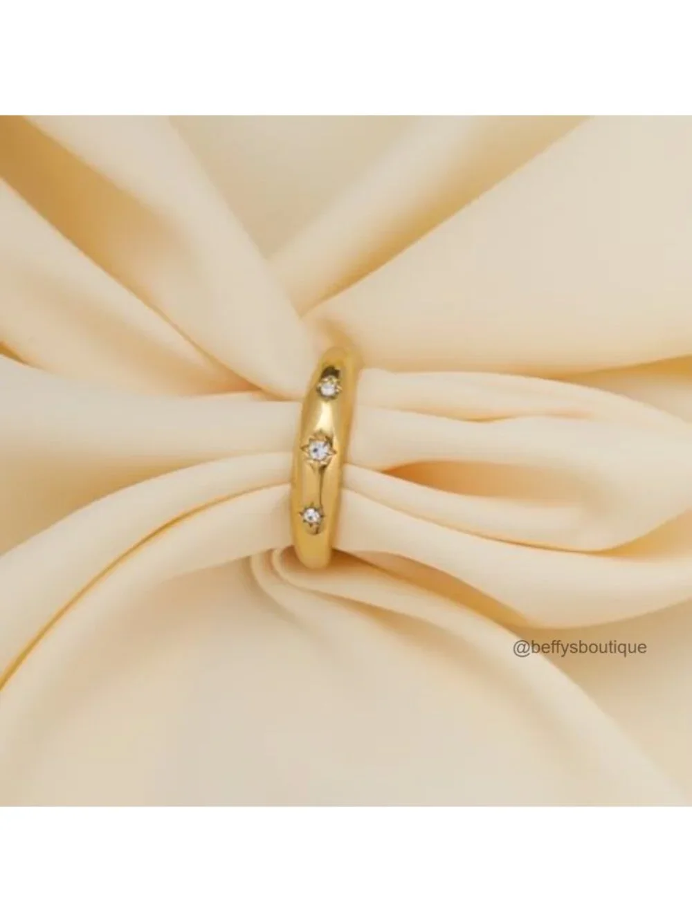 Chunky Star Ring for Women 14k Gold Plated Stainless Steel Waterproof CZ